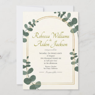Convites Casamento Clássico em Marfim e Dourado Rosa