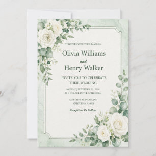Convites Casamento Clássico em Verde Hortelã