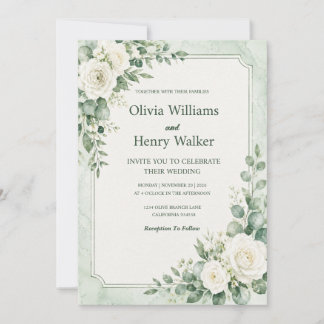 Convites Casamento Clássico em Verde Hortelã