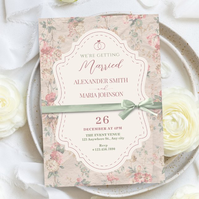 Convites Casamento clássico floral feminino de arco (Criador carregado)