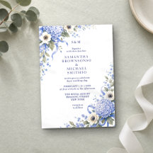Casamento Clássico Floral Porcelana Azul