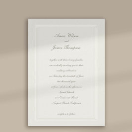 Convites Casamento Clássico Formal Ecru De Frame Embossed