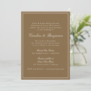 Convites Casamento Clássico Formal Marrom Quente Elegante S