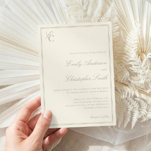 Convites Casamento Clássico Marfim Elegante