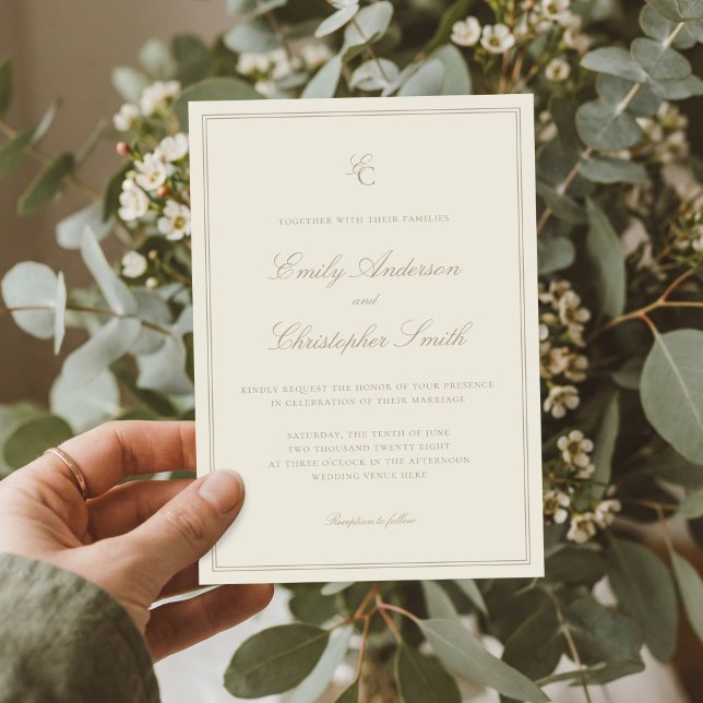Convites Casamento Clássico Marfim Elegante (Criador carregado)