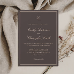 Convites Casamento Clássico Marrom Elegante