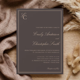 Convites Casamento Clássico Marrom Elegante