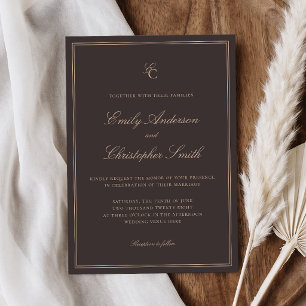 Convites Casamento Clássico Marrom Elegante