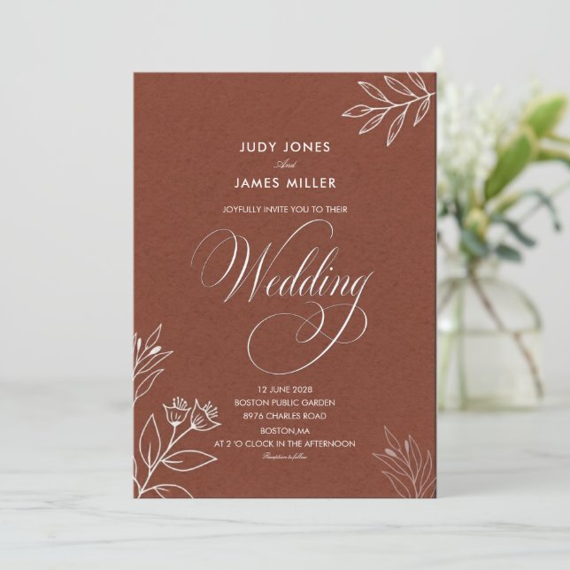 Convites casamento clássico minimal simples rústico terraco (Em pé/Frente)