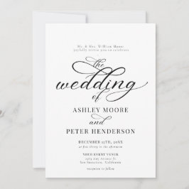 Convites Casamento Clássico Minimalista de Script Simples