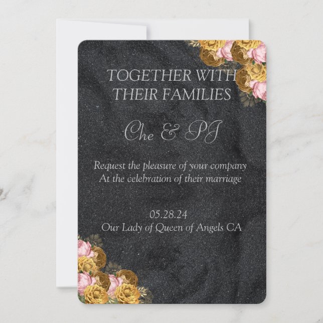 Convites Casamento Clássico Minimalista Negro (Frente)