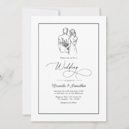 Convites Casamento Clássico Minimalista Preto e Branco