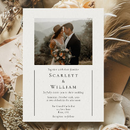 Convites Casamento Clássico Mínimo Moderno de Fotos Simples