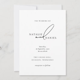 Convites Casamento Clássico Mínimo Negro Branco Moderno