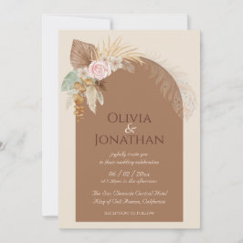 Convites Casamento Clássico Moderno de Boho Rustico Beige B