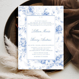 Convites Casamento Clássico Moderno do Toile Azul do Jardim