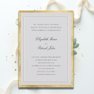Convites Casamento Clássico Moderno Elevado Dourado Marfim