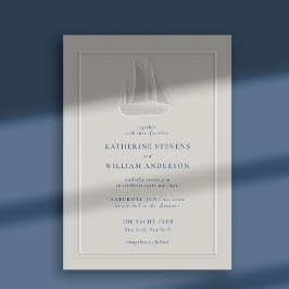 Convites Casamento Clássico Moderno Embossed Ocean Yacht Fa