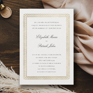 Convites Casamento Clássico Moderno Formal Dourado Lírio Ma