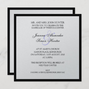 Convites Casamento Clássico Negro e Prata