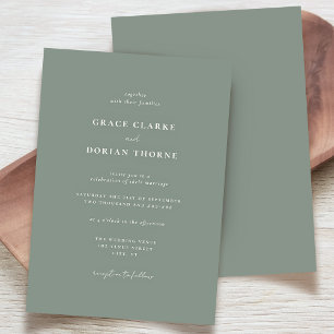 Convites Casamento Clássico Neutral Verde Sage Simples Eleg