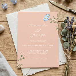 Convites Casamento Clássico Ousado Floral Retro Boho