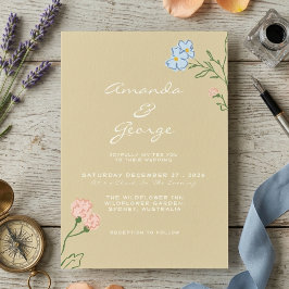 Convites Casamento Clássico Ousado Floral Retro Boho