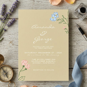Convites Casamento Clássico Ousado Floral Retro Boho