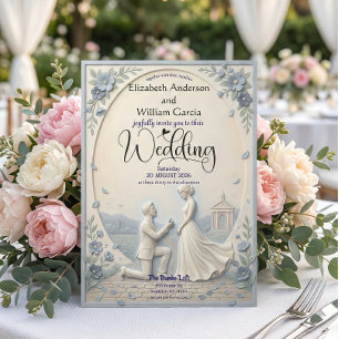Convites Casamento Clássico Romântico com Pedido de Casamen