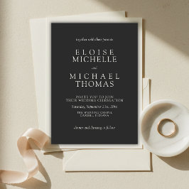 Convites Casamento Clássico Simples com Carvão