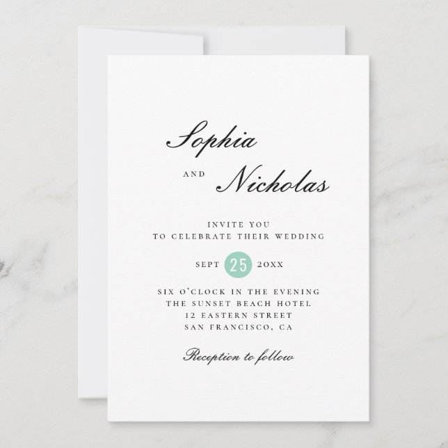 Convites Casamento clássico simples elegante minimalista (Frente)
