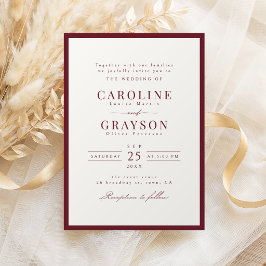 Convites Casamento Clássico Tipografia Burgundy Graciosa