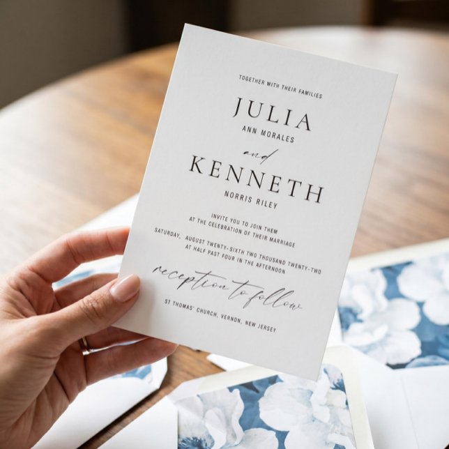 Convites Casamento Clássico Tradicional Preto e Branco (Criador carregado)