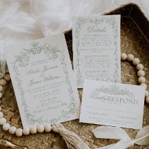 Casamento Clássico Verde Sage Vintage Dinheiro Ant