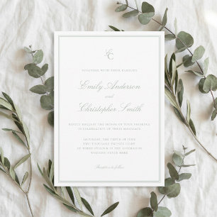 Convites Casamento Clássico Verde Sálvia Elegante