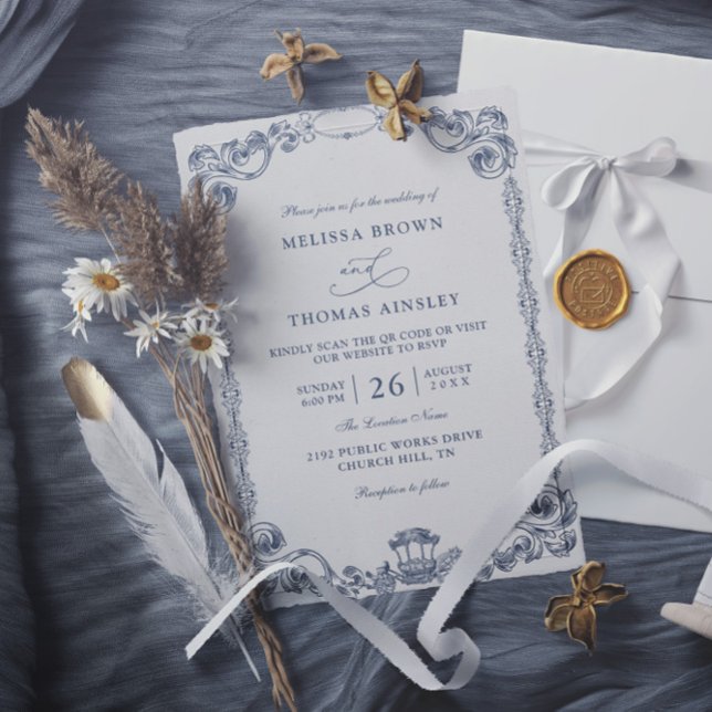 Convites Casamento Clássico Vintage Elegante Orçamento Códi (Criador carregado)