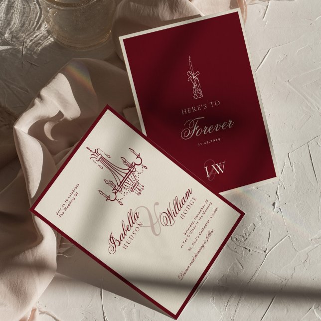 Convites Casamento Clássico Vintage Vermelho Intenso Dinhei (Criador carregado)