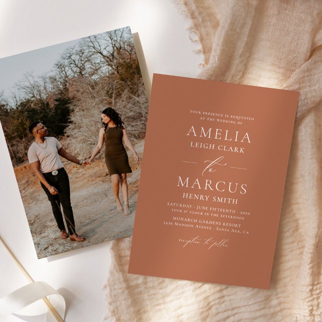 Convites Casamento Clay de Script Elegante Moderno (Criador carregado)