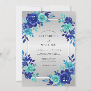 Convites Casamento Cobalt Aqua Bloom