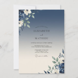 Convites Casamento Cobalt Sage Folhoso