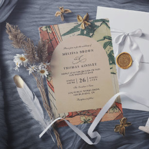 Convites Casamento Código QR Bambu Quimono Japonês Antigo