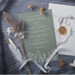 Convites Casamento Código QR Boho Orçamento Flor Silvestre 