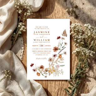 Convites Casamento Código QR Borboleta Floral Flor Silvestr