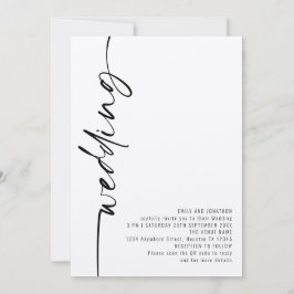 Convites Casamento Código QR Caligrafia Moderna