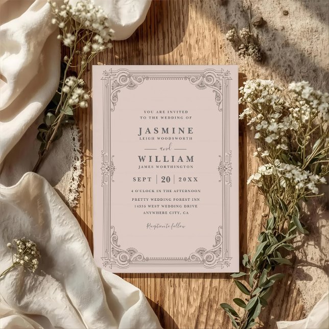 Convites Casamento Código QR Chic Moderno Elegante Moldura  (Criador carregado)