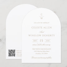 Casamento Código QR Clássico Monograma Ouro Vintag