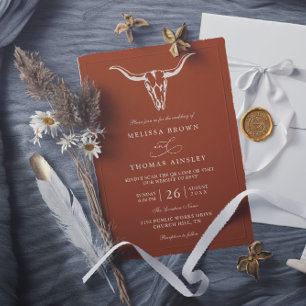 Convites Casamento Código QR Crânio de Vaca Boêmio Simples
