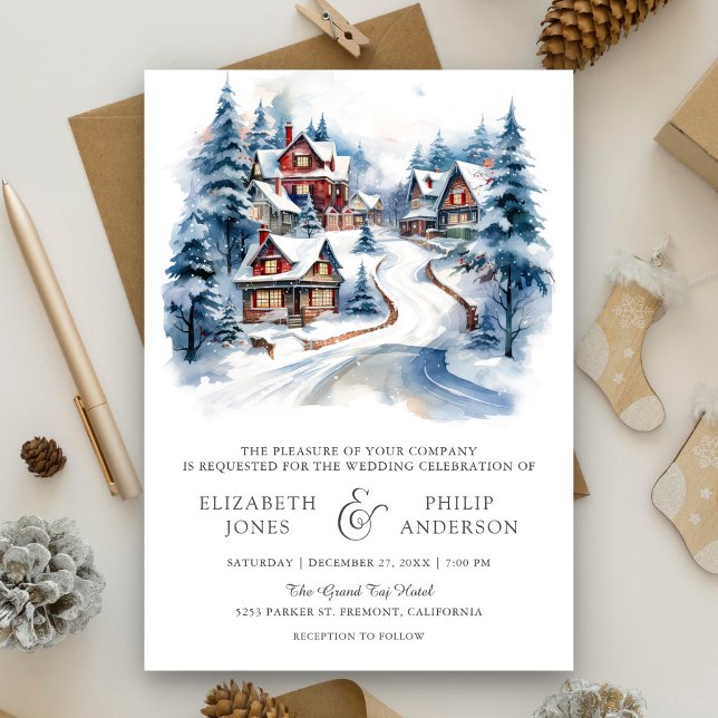Convites Casamento Código QR da Aldeia de Natal Festiva de  (Criador carregado)