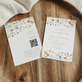 Convites Casamento Código QR de Flor Silvestre Boho Primave