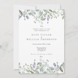 Convites Casamento Código QR de Folhagem Lilás Sage Floral